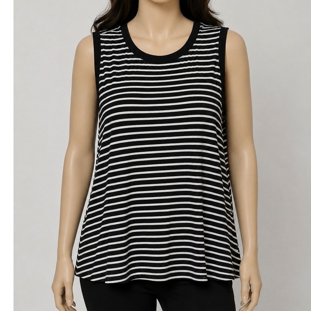 Maurices‎ Womens Tank Top Black White Striped Ribbed Plus Size 4X